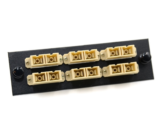 F-Type Plate with 6 Duplex SC Beige Adapters