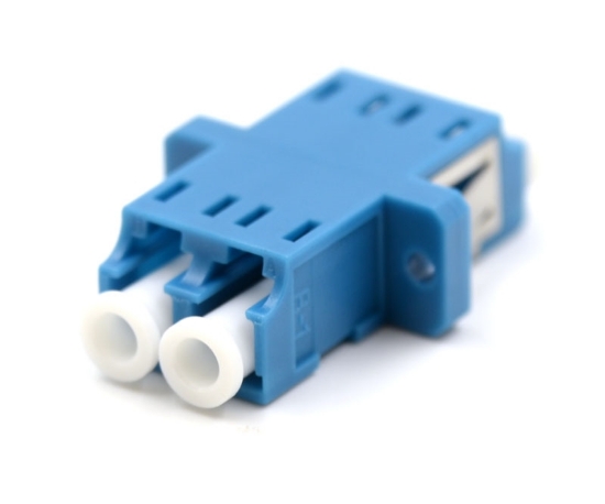 Blue LC Duplex Adapter with Flange