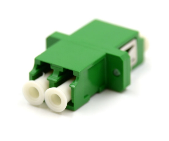 Green LC Duplex Adapter with Flange