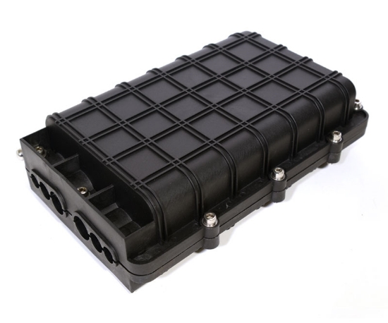 48 Fiber Outdoor Splice Enclosure - x4 Splice Trays Included - Accepts x8  LC Duplex or SC Simplex Adapters - 6 Ports