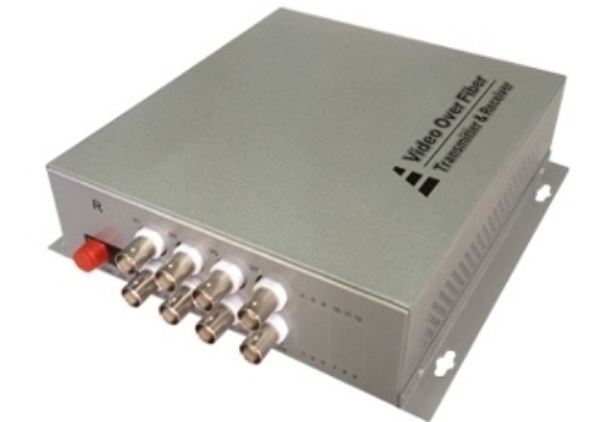 8 Channel Video Over Fiber Optic Converter with Data