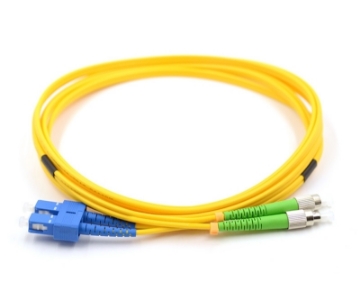 Show details for SC/UPC to FC/APC Duplex Fiber Optic Patch Cable - 9/125µm Singlemode OS2 - 3mm Yellow PVC Rated Jacket SC to FC/APC Duplex Singlemode Fiber Optic Patch Cable