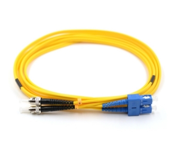 Show details for SC/UPC to ST/UPC Duplex Fiber Optic Patch Cable - 9/125µm Singlemode OS2 - 3mm Yellow PVC Rated Jacket SC to ST Duplex Singlemode Fiber Optic Patch Cable