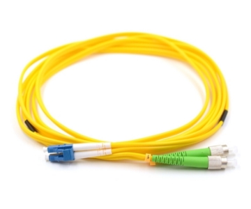 Show details for LC/UPC to FC/APC Duplex Fiber Optic Patch Cable - 9/125µm Singlemode OS2 - 3mm Yellow PVC Rated Jacket LC to FC/APC Duplex Singlemode Fiber Optic Patch Cable