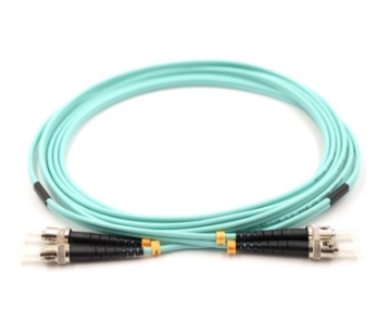 Show details for ST/UPC to ST/UPC Duplex Fiber Optic Patch Cable - 50/125µm Multimode OM3 - 3mm Aqua PVC Rated Jacket ST to ST Duplex OM3 Multimode Fiber Optic Patch Cable