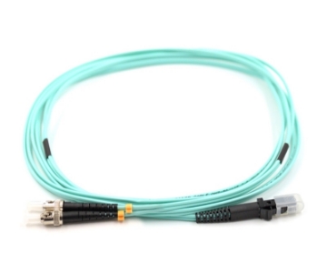 Show details for ST/UPC to MTRJ Duplex Fiber Optic Patch Cable - 50/125µm Multimode OM3 - 2mm Aqua PVC Rated Jacket ST to MTRJ Duplex OM3 Multimode Fiber Optic Patch Cable