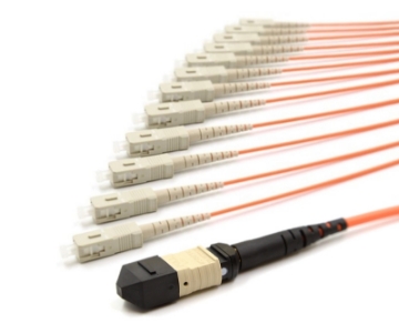 Show details for 12 Fiber MPO/UPC Standard Female to (x12) SC/UPC - 62.5/125µm Multimode OM1 - Micro Distribution Orange Plenum Rated - 0.5 Meter Breakout Length using 2mm Tubing 1m, MPO Female to 12 SC UPC, 12 Fiber Multimode OM1 62.5/125 Breakout Cable