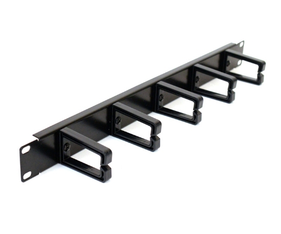 1U Cable Management Panel with 5 Plastic D-Rings