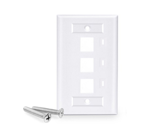3 Port Keystone Wall Plate with ID Window, Single Gang