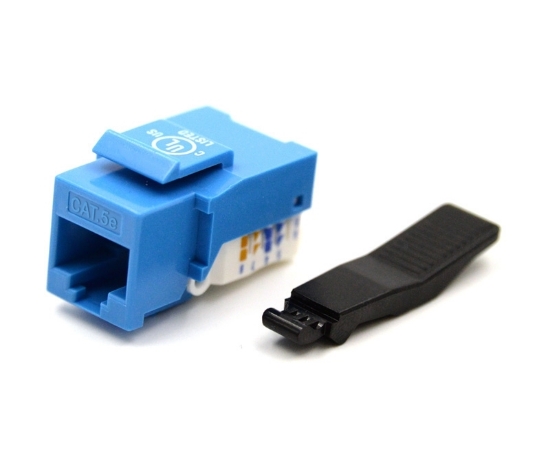 Blue Cat5e Keystone Jack, Toolless Type
