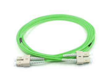 Show details for SC/UPC to SC/UPC Duplex Fiber Optic Patch Cable - 50/125µm Multimode OM5 - 2mm Lime Green PVC Rated Jacket 50/125µm Multimode OM5 Fiber Optic Patch Cable