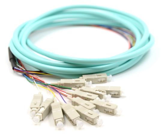 SC/UPC 12 Fiber Jacketed Pigtail - 50/125µm Multimode OM4