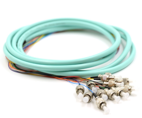 FC/UPC 12 Fiber Optic Jacketed Pigtail - 50/125µm Multimode OM4
