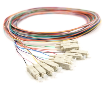 Show details for 12 Fiber SC/UPC Pigtail - 50/125µm Multimode OM5 - Multi-Colored 900µm Jacket SC/UPC 12 Fiber Optic Pigtail - 50/125µm Multimode OM5