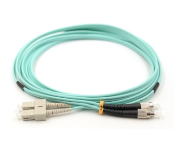 Show details for SC/UPC to FC/UPC Duplex Fiber Optic Patch Cable - 50/125µm Multimode OM4 - 2mm Aqua PVC Rated Jacket Aqua Multimode OM4 Fiber Optic Patch Cable