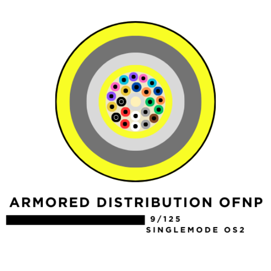 12 Fiber Armored Distribution Tight Buffered Cable - Singlemode OS2 - Plenum Rated