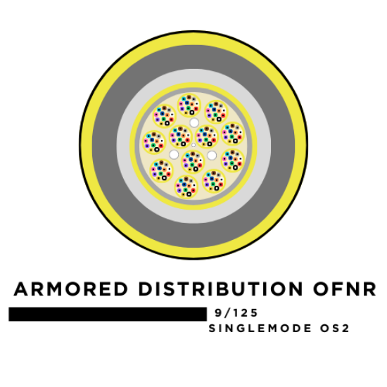 72 Fiber Armored Distribution Tight Buffered Cable - Singlemode OS2 - Riser Rated