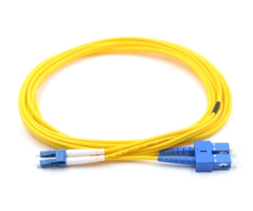 Show details for LC/UPC to SC/UPC Duplex Fiber Optic Patch Cable - 9/125µm Singlemode OS2 - 3mm Yellow LSZH Rated Jacket - 2 Meters in Total Length 2m LC to SC Duplex Singlemode Fiber Optic Patch Cable