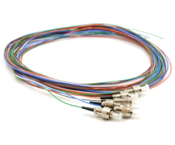 Show details for 6 Fiber FC/UPC Pigtail - 50/125µm Multimode OM4 - Multi-Colored 900µm Jacket 3m, 6 Fiber FC Pigtail, Multimode, OM3