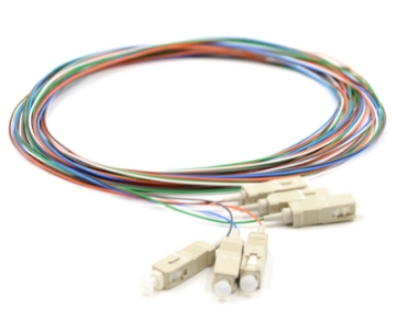 Show details for 6 Fiber SC/UPC Pigtail - 50/125µm Multimode OM5 - Multi-Colored 900µm Jacket 3m, 6 Fiber SC Pigtail, Multimode, OM3