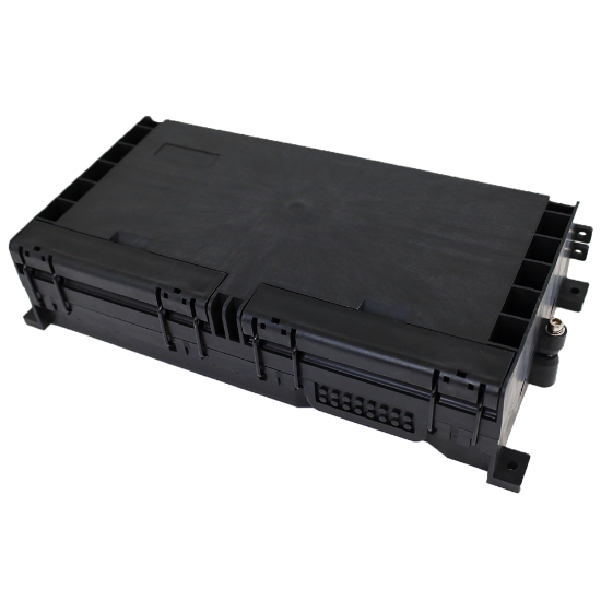 Picture of 48 Fiber Optic Outdoor Splice Enclosure - 1 Splice Tray Included - 8 Ports at 14mm - 16 Ports for 3mm or 3x2 Drop Cable – Accepts SC Simplex (x16) or LC Duplex (x32) Adapters