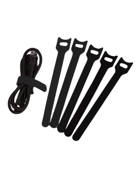 Picture of Tak-Ty® Hook and Loop Cable Loop Tie, Black - Pack of 10