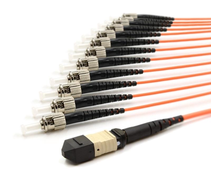 12F MPO/UPC Male to ST/UPC OM1 Fanout | Fibertronics